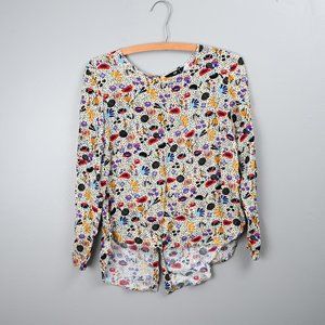 Women's Abstract Floral Print Blouse - H&M - Size 2 (Small)